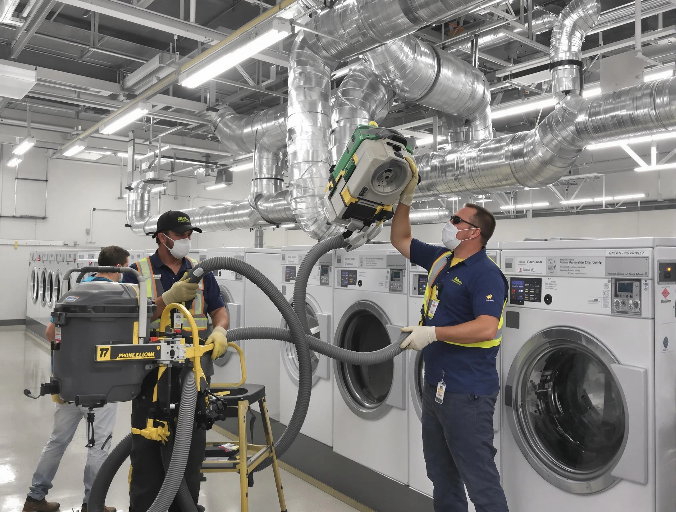 Senoia Dryer Vent Cleaning team cleaning large-scale industrial dryer vent systems at a facility in Senoia