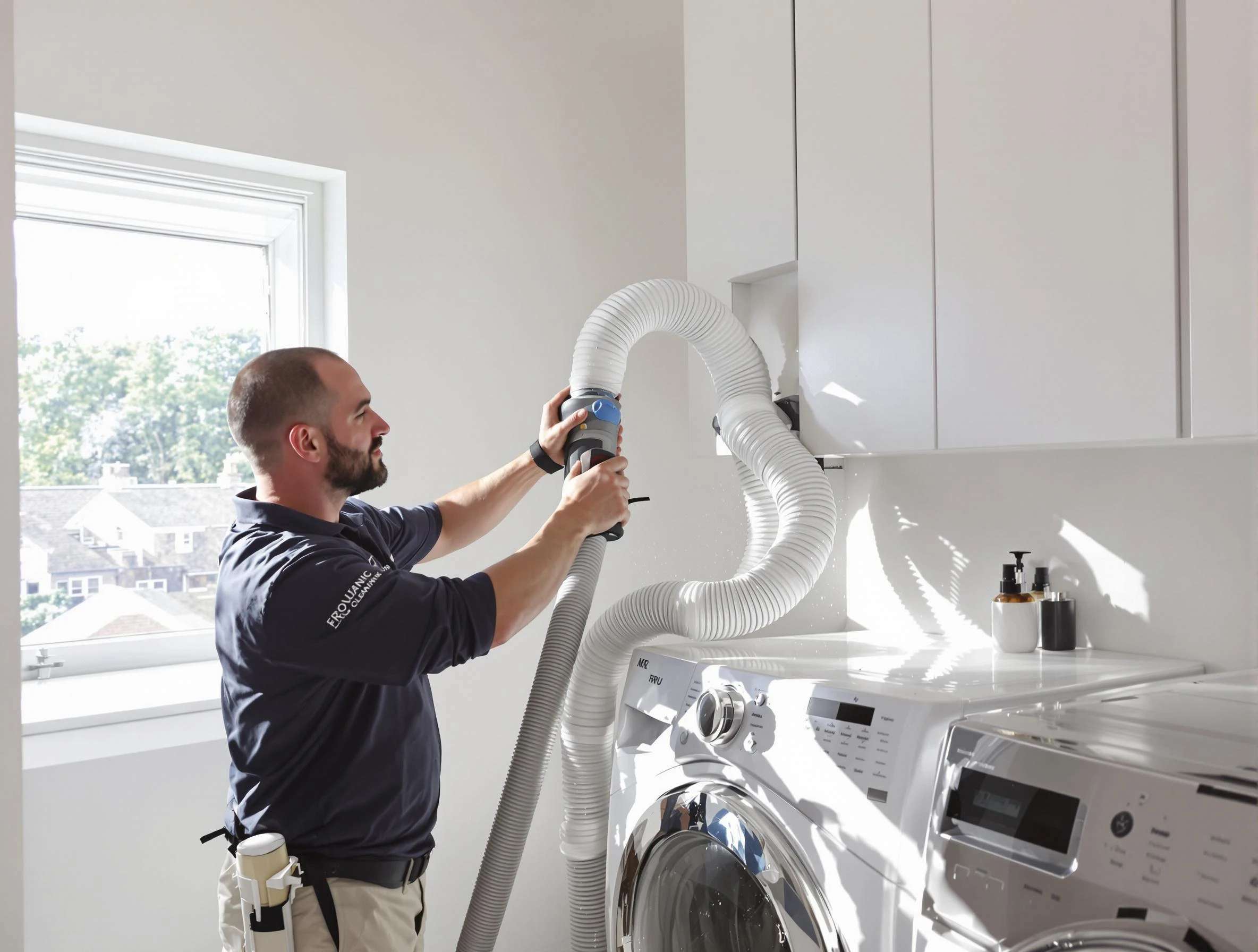 Certified Senoia Dryer Vent Cleaning technician performing dryer vent cleaning in Senoia