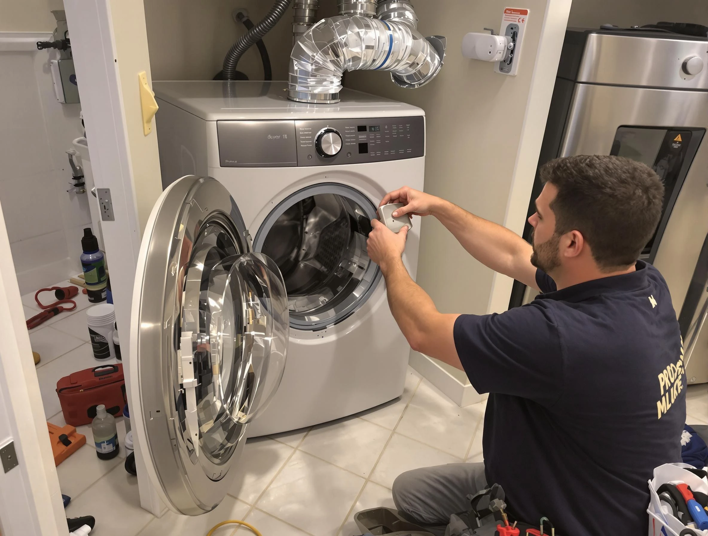 Senoia Dryer Vent Cleaning technician performing precise dryer vent hose installation in Senoia